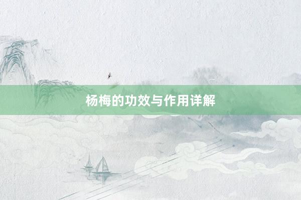 杨梅的功效与作用详解